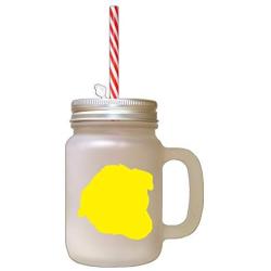 Yellow Welsh Sheepdog Silhouette Frosted Glass Mason Jar With Straw