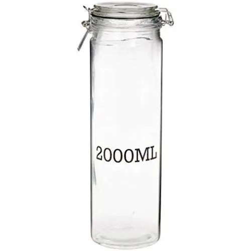 Easygift Large Glass Air Tight Sealed Storage Jar With Metal Clamp (2000 Ml (2L)) Easygift Large Glass Air Tight Sealed Storage Jar With Metal Clamp (2000 Ml (2L))