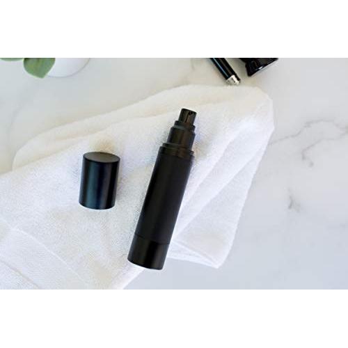 (2 Pack) 50ml Matte Black Airless Pump Bottle Luxury Container - Refillable Cosmetic Dispenser