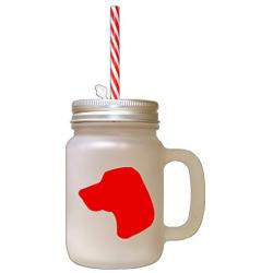 Red Porcelaine Silhouette Frosted Glass Mason Jar With Straw