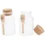 LoveinDIY 2 leere Plastikflaschen mit Korken, Jars und Holzlöffel Badesalzflaschen – 200g/7oz