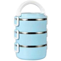 Stainless Steel Internal Lunch Box Lunch Box 3 Layers Insulation Leakproof Tiffin Food Container Storage Carrier Blue