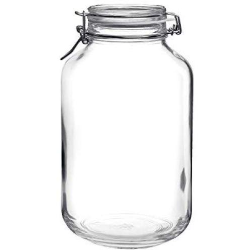 Bormioli Rocco Clear Fido 135.25 Oz Glass Storage Jar: Airtight Lid With Leak Proof Gasket, Wide Mouth Kitchen Food Container for Preserving Jam, Spices, Coffee, Sugar & Herbs