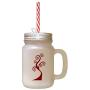 Maroon Tree #2 Frosted Glass Mason Jar With Straw