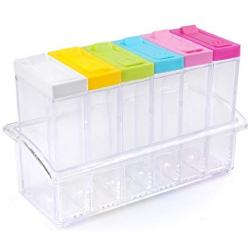 Seasoning Box 6Pcs / Set Spice Jar Set Seasoning Bottle Transparent Colorful Lid Kitchen Cruet Storage pepper box storage bottles & jars