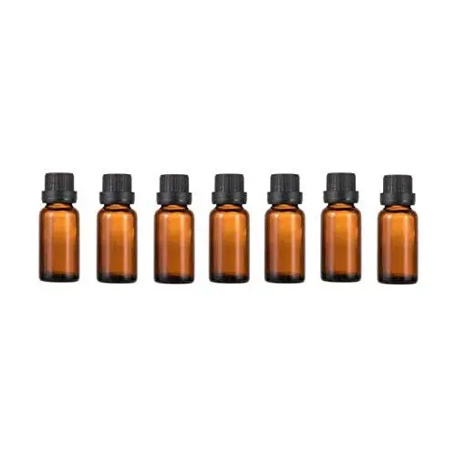 6er Set Amber Glas Ätheröl Flaschen mit Orifice Reduzierer und Schwarzer Kappe Leere Kosmetik/Parfüm/Aromatherapie Lagerbehälter Flaschen Behälter, Wiederbefüllbar, Größe 20ml/0.67oz