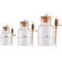 Hisght 2 Pcs 200m/7oz Empty Refillable Frosted Plastic Bottle Food Storage Container Canister Jar Pot Holder Sealed Tank with Cork Stopper and Wooden Spoon for Honey,Salt, Coffee and More