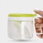 Clear Glass Seasoning Box Set, Multi-purpose Condiment Spice Jar With Lid Spoon Wood Tray Kitchen Spice Storage Canister-e