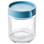 Glass Container Kitchen Food Storage Containers Refrigerator Organizer Sealed Bottle Tea Bean Cereal Food Storage Jar Box Clear,400ml Blue