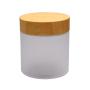 1PCS 250g/8.5oz Refillable Frosted Glass Jars With Liners Environmental Bamboo Lids Empty Face Cream Container Holder Pot Case Portable Lip Balm Lotion Storage Essential Oil Bottle (White)