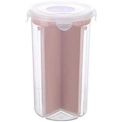 4 Grids Sealed Moistureproof Transparent Rotary Storage Kitchen Tank Rotating Millet Barrel Rice Pot Grain Cereal Storage Box,Pink S