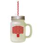 Red Orange Ice Image Frosted Glass Mason Jar With Straw