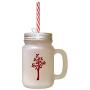 Maroon Tree #3 Frosted Glass Mason Jar With Straw