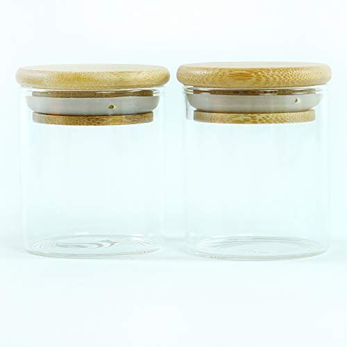 YHSWE 2Pcs Small Glass Storage Jar with Airght Lid