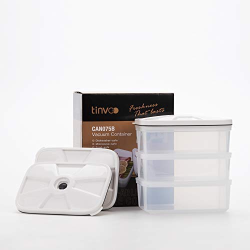 TINVOO Vacuum Sealing Food Storage Containers Set, BPA-FREE & Green Earth, Vacuum seal for Quick Marinator and Deep Freezer Food Storage, Set of 3