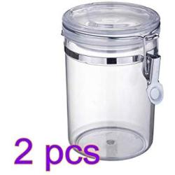 Yardwe 2PCS 750ml Seal Storage Jar Plastic with Airtight Clamp Lids Food Storage Container for Tea Sugar Coffee Bean