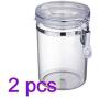 Yardwe 2PCS 750ml Seal Storage Jar Plastic with Airtight Clamp Lids Food Storage Container for Tea Sugar Coffee Bean