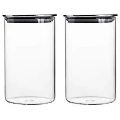 35 Ounce Clear Glass Canisters/Jars For Food Storage with Airtight Stainless Steel Lids, 4.15" X 6.7".