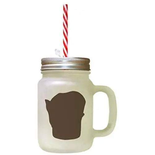 Braun Tonkinese Katzenkopf Silhouetten #1 Gefrostetes Glas Mason Jar Mit Stroh