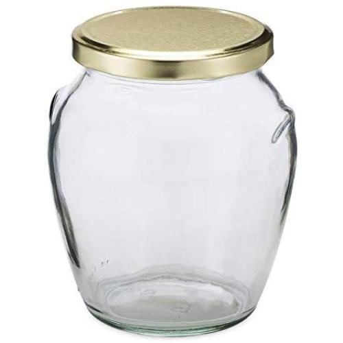 24 oz Glass Honey Pot Jars (Gold Metal Lug Cap) Case 12 by Berlin Packaging