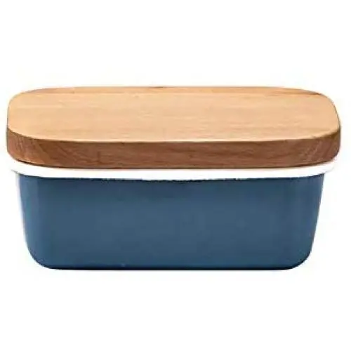 Kitchen Food Storage Jar Airtight Food Storage Butter Dish Multifunction Crisper Ice Cream Container Enamel Wooden Cover 2 Colours (Send Plastic Cover),Gray (Color : Blue) Kitchen Food Storage Jar Airtight Food Storage Butter Dish Multifunction Crisper Ice Cream Container Enamel Wooden Cover 2 Colours (Send Plastic Cover),Gray (Color : Blue)