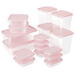 HENWERD Food Storage Containers with Lids,[17 Piece]Airtight Leak Proof Plastic Meal Prep Containers with Lids (Pink,One Size)