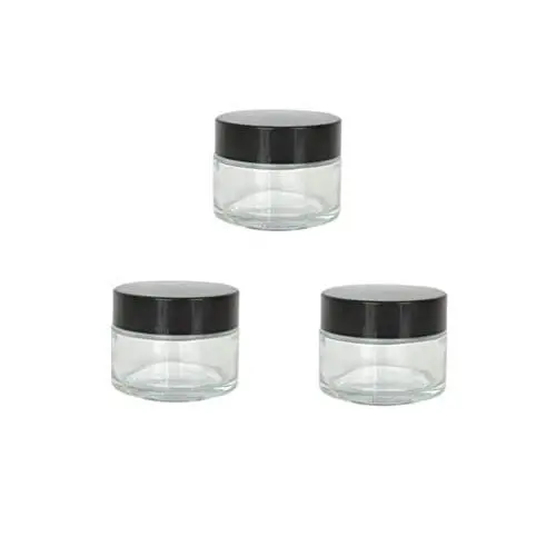 3PCS 5g/5ml/0.17oz Leere Wiederbefüllbare Transparente Glasbehälter mit Schwarzschraubverschluss – Tragbare Reiseflaschen, Kosmetik-Probenbehälter, Aufbewahrungskrüster für Augencreme, Gel, Salben
