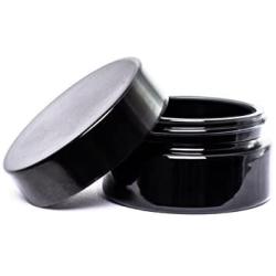 ultravioLeaf 50 ml (1.7 fl oz - Eighth Oz) Cosmetic Style Travel Size Black Ultraviolet Glass Screw Top Jar | Airtight Stash Container