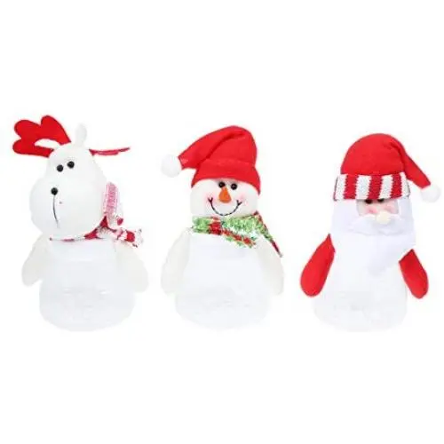 3er Weihnachtscandy-Behälter, Weihnachtsgeschenkdose, Santa Reindeer Schneemann Candy Holder Ornament, Weihnachtsdekoration für Kekse und Süßigkeiten