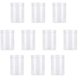 UPKOCH 10pcs Transparent Plastic Can Food Storage Container Sealed Jar with Lid for Coffee Bean Nuts (530ml)