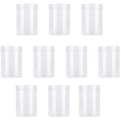 UPKOCH 10pcs Transparent Plastic Can Food Storage Container Sealed Jar with Lid for Coffee Bean Nuts (530ml)