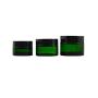 3PCS 30g/1oz Empty Green Round Glass Jars Refillable Cream Container Pot Sample Packing Vials Dispenser with Inner Liner and Black Lids for Eye Face Cream Lotion Eye Shadow (Green)