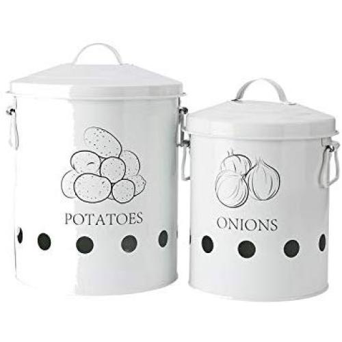 2 Pcs Kitchen Storage Box Container Potatoes Onions Bin Organization Buckets Metal Breathable Vegetable Bottle Jar Kitchen Items,P