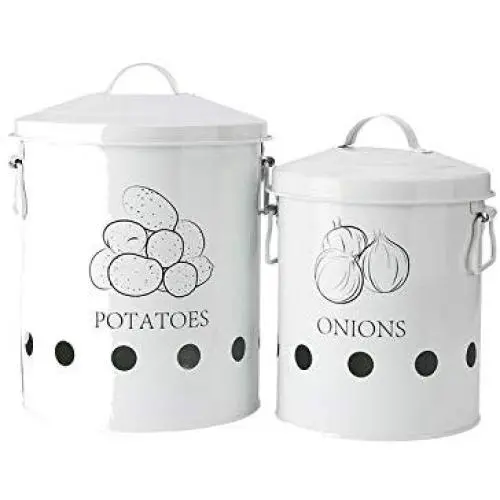 Boîtes de Rangement Cuisine 2 Pièces pour Pommes de Terre, Oignons, Bac de Conservation Métal Respirant, Conteneur pour Bouteilles et Pots. Boîtes de Rangement Cuisine 2 Pièces pour Pommes de Terre, Oignons, Bac de Conservation Métal Respirant, Conteneur pour Bouteilles et Pots.