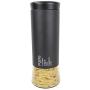 Home Basics Allaire Collection 4 Piece Food Storage Canister Set, Food Storage Container for Kitchen Counter, Sugar, Tea, Pasta, Coffee Canister with Clear Bottom, Black
