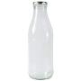 Viva Haushaltswaren # 62265 # 8 Bottles Wide Neck 1 Litre Milk/Juice Bottles with Pouring Funnel 9 cm Diameter Glass Bottles with Screw, Transparent, 8.8 x 8.8 x 25.9 cm