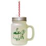Forest GreenTable Flower Chair Frosted Glass Mason Jar With Straw