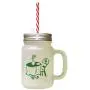 Forest GreenTable Flower Chair Frosted Glass Mason Jar With Straw Forest GreenTable Flower Chair Frosted Glass Mason Jar With Straw