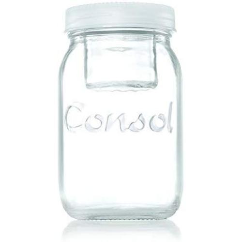 Consol Jar in a Jar - 2-in-1 Glass Mason Jar Fitted with A Smaller Jar Inside Under One Leak Proof Lid Perfect for Storage & Food On The Go (34oz, White)
