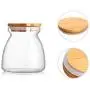 JIAQI Glass Storage Jar with Natural Bamboo Wood Lid & Silicone Seal Ring, Kitchen Glass Food Storage Containers Airtight Canister for Pasta, Tea, Coffee, Cookies, Spice and More, 700ml/23.67oz