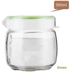 Mason Jars Canning Glass Jars Glass Smoothies Jars with Lids for Drinking and Storage Reusable Container for Juice Milk Bulk Food Coffee Round Glass Jars Tea Jars (Color : Green, Size : 900ml)