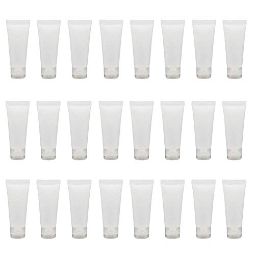 24PCS Refillable Empty Plastic Cosmetic Soft Tube Translucent Lotions Tube Shampoo Toothpate Bottles Facial Clean Jars Makeup Sample Packing Vials Hand Cream Container with Flip Cap (50ML/1.7OZ)