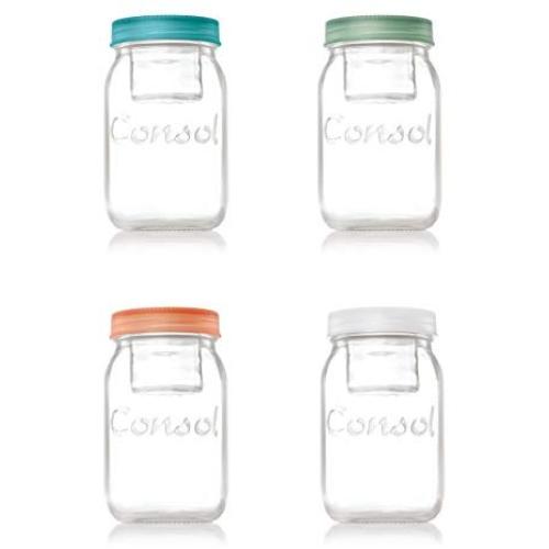 Consol Jar in a Jar - 2 in 1 Classic Glass Mason Jar Fitted with A Smaller Jar Inside Under One Leak Proof Lid Perfect for Storage & Food On The Go ? By (34oz, Multi Pack)