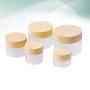 Lurrose Travel Cream Jars Environmental Bamboo Lid Frosted Glass Bottle Cream Jars Travel Bottle Empty Cosmetic Container Pot with Inner Liner 5pcs