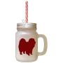 Maroon Chow Chow Silhouette Frosted Glass Mason Jar With Straw