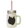 Black Cairn Terrier Silhouette Frosted Glass Mason Jar With Straw