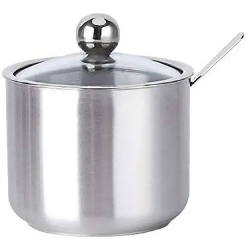 Gewürzglas, Maserfaliw Gewürzglas Becher Küchengewürzbehälter mit Deckel und Löffel – Silber, recycelbar, ideal als Geschenk für die Freizeit und Zuhause.