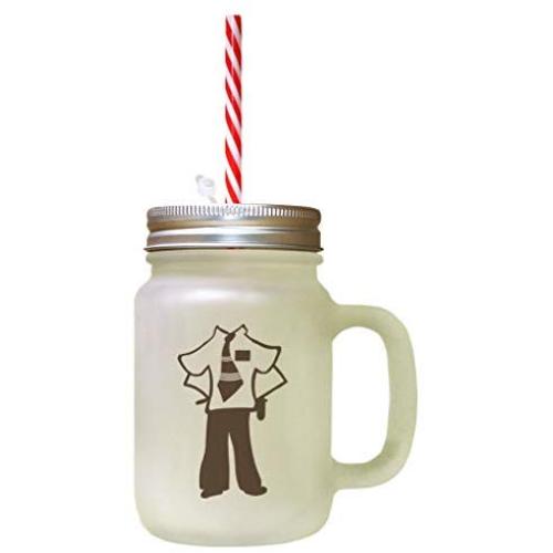 Brown Missionary, With No Head Frosted Glass Mason Jar With Straw