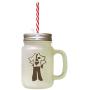 Brown Missionary, With No Head Frosted Glass Mason Jar With Straw