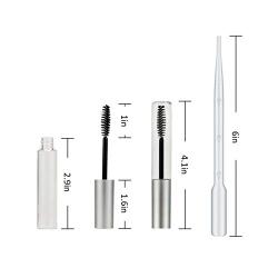 5 Pack 10ml Mascara Tube with Eyelash Wand and Eyelashes Tube Bottle, Rubber Inserts, Empty Containers with Lid Funnels and Transfer Pipettes Set for Castor Oil, DIY Mascara Container(Silver)